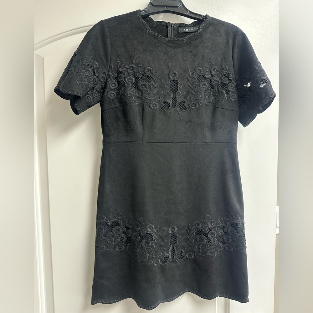 Zara Black Sheath Mini Dress Flutter Sleeves